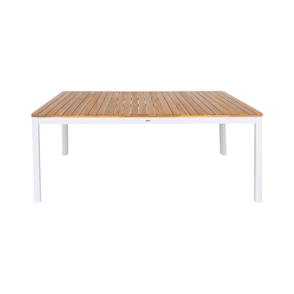 Set tavolo da giardino in acacia con angoli arrotondati con 8 sedie,