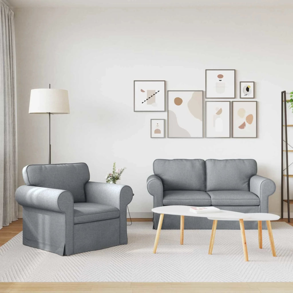 Set di divani 2 pcs Grigio chiaro 155 x 82 x 80 cm Tessuto