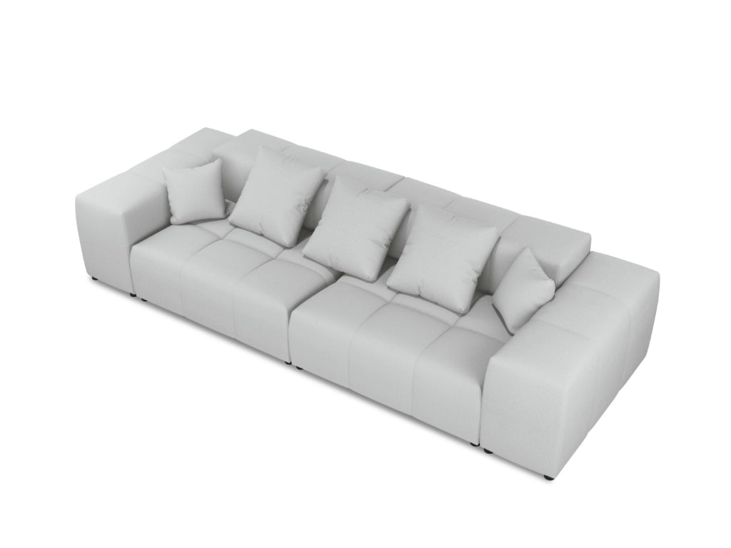 Cosmopolitan Design - Divano modulare "Rome" 3 posti in tessuto strutturato grigio chiaro 