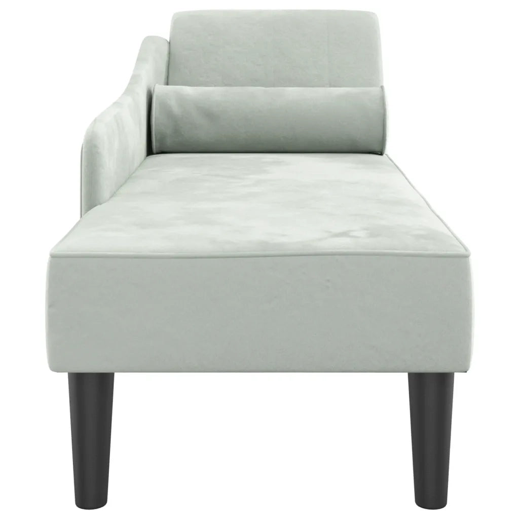 Chaise Longue con Cuscini Grigio Chiaro in Velluto 4007588