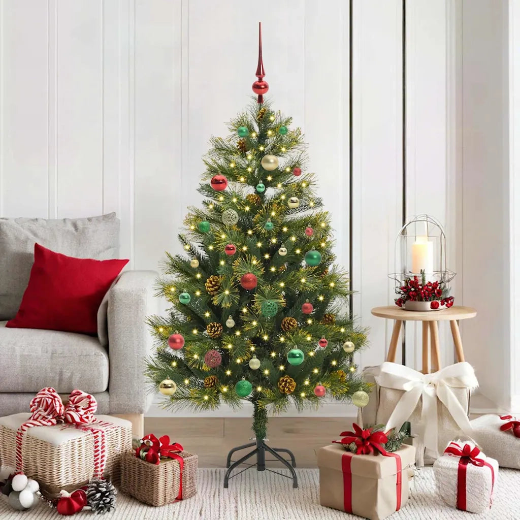 Albero di Natale | Decorazioni natalizie artificiale pieghevole con coni Verde 150 cm
