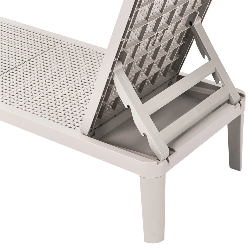 Sdraio da giardino grigio chiaro Materiale sintetico Reclinabile Moderno Schienale regolabile Resistente alla ruggine Senza braccioli