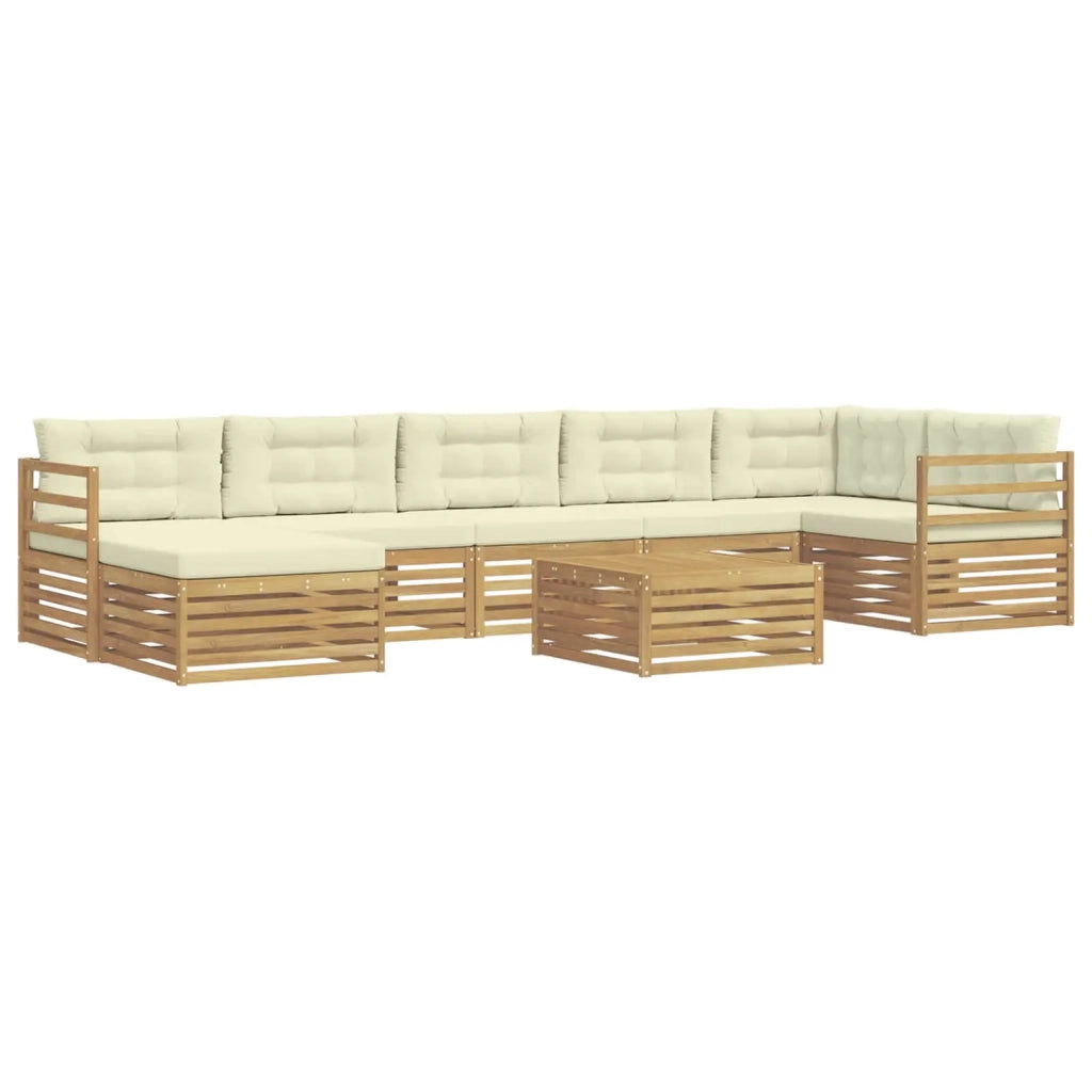 Set di divani da esterno 8 pcs Bianco e Crema Poliestere