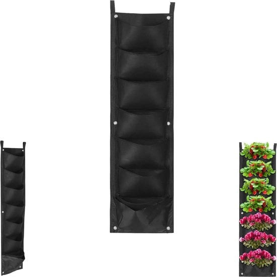 Piantagione Verticale per Esterni - Sacchetto per Piante Sospeso - Indoor e Outdoor - Adatto per Balcone - 7 Cesti