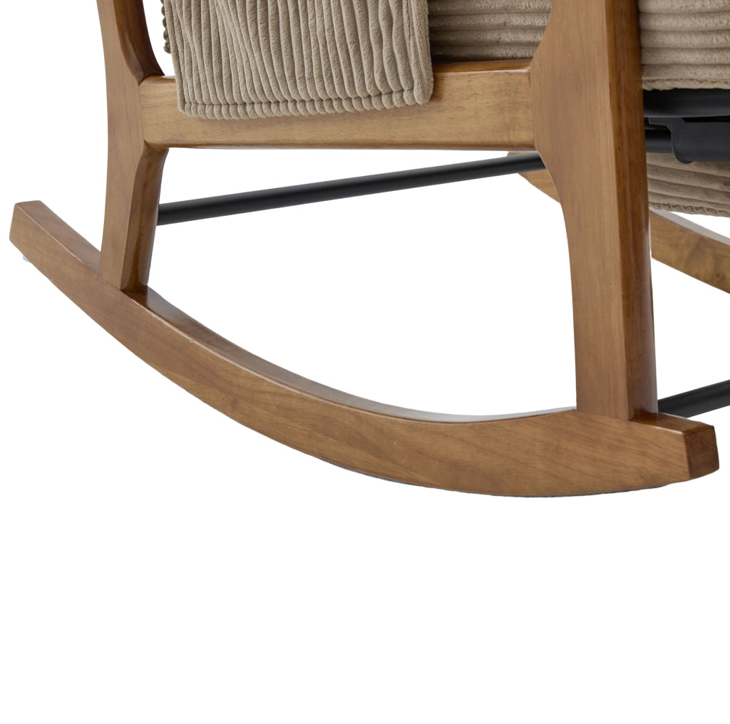 Sedia a dondolo 70x80x92 cm con poggiapiedi; tasca laterale e schienale regolabile in cord khaki