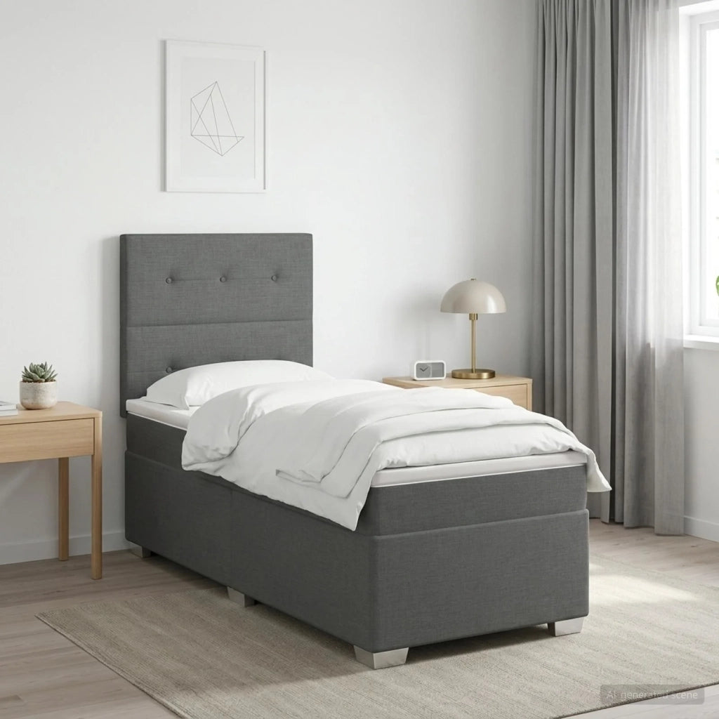 Letto box spring con materasso Grigio Scuro 90 x 190 cm Tessuto 3454762