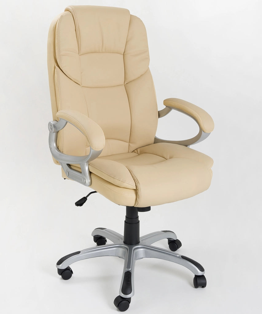 Poltrona regolabile e girevole da Ufficio Presidenziale direzionale ergonomica Modello Silky in ecopelle colore beige