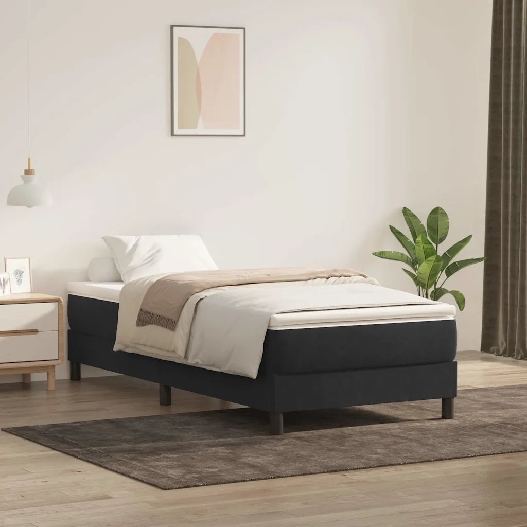 Giroletto a Molle con Materasso Nero 90x210 cm in Velluto