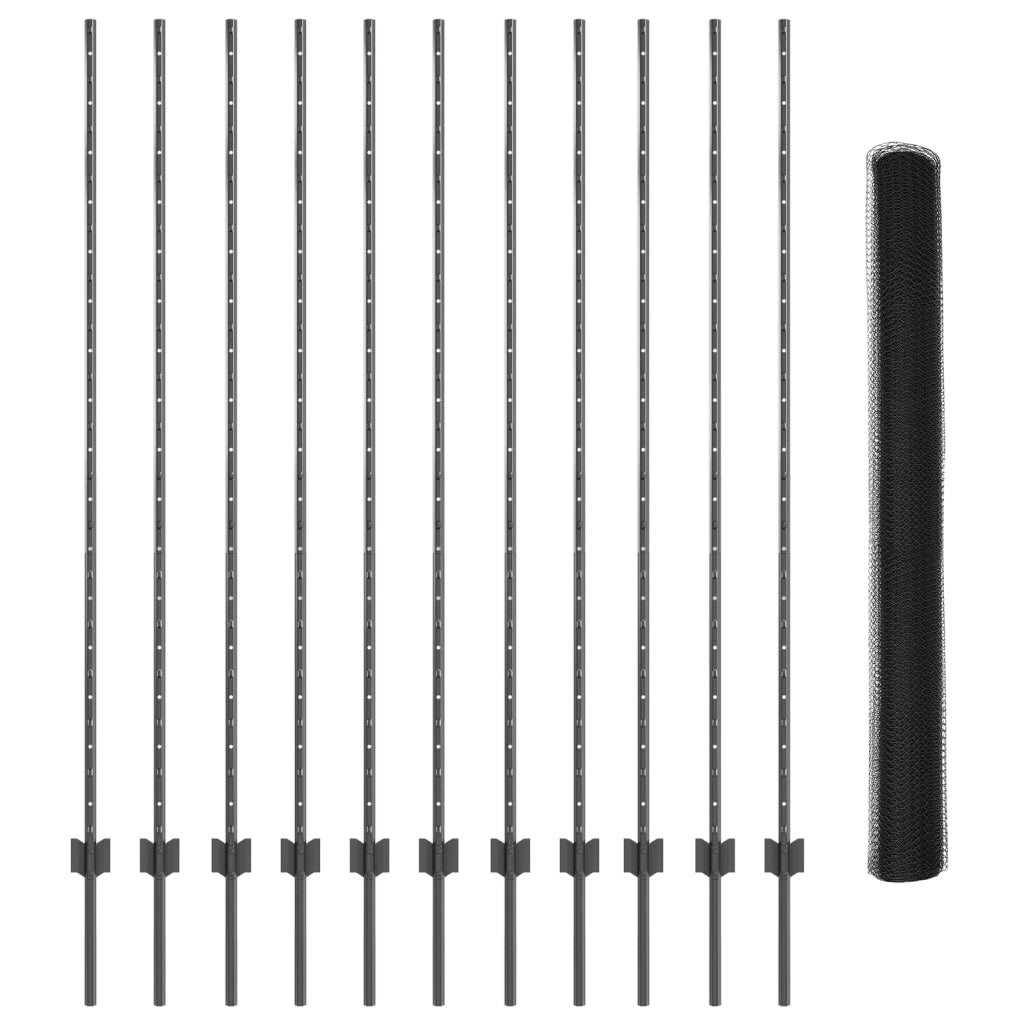 Set di Recinzione da Giardino Set di 2 Grigio Acciaio
