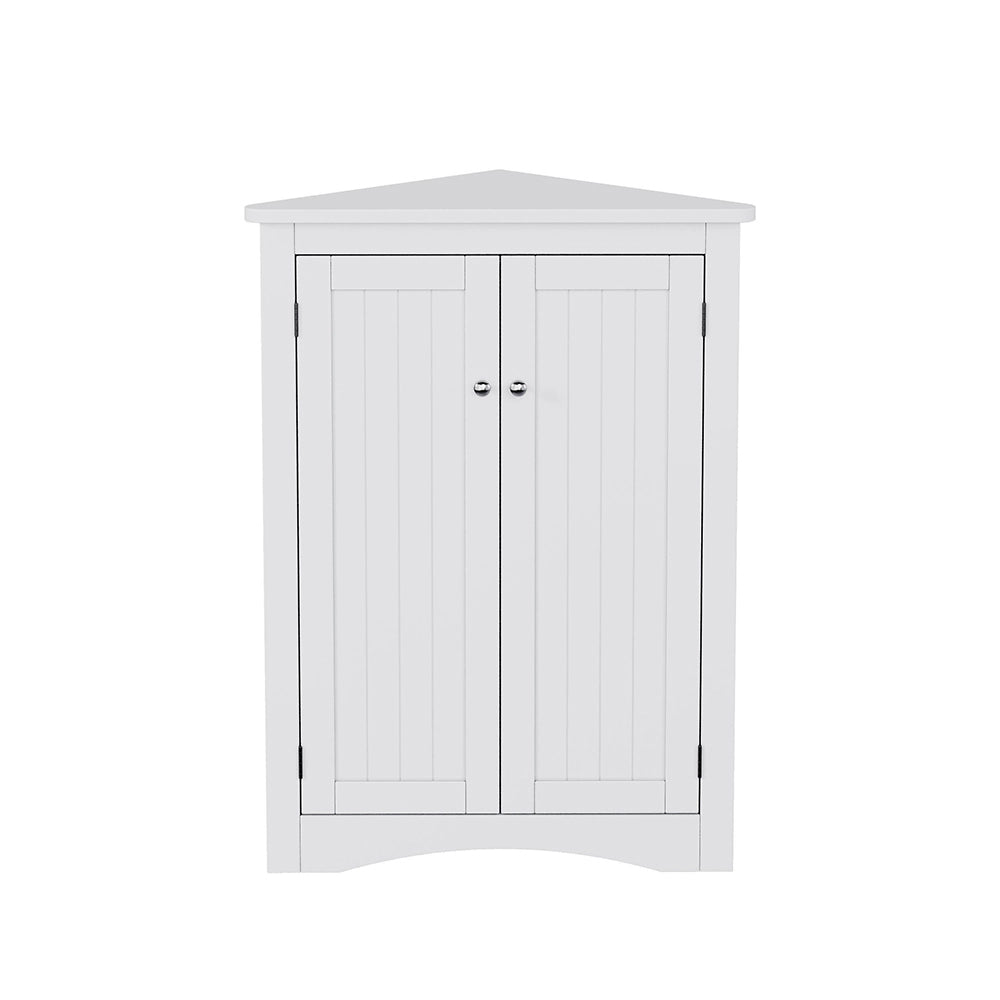 Armadio angolare per bagno - Xylo - 61,5 x 90 cm - Bianco - 2 ante, 3 ripiani, MDF laccato