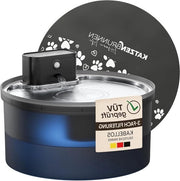 Fonte per gatti a batteria senza fili con contenitore in acciaio inossidabile - 32 l fonte per gatti - batteria 4500 mAh - pompa ultrasilenziosa con LED - BPA libero (fonte + 1 ciotola + 1 filtro)