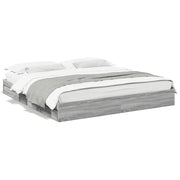 Letto matrimoniale | Letto per adulti | Giroletto Cassetti Grigio Sonoma 200x200 cm Legno Multistrato