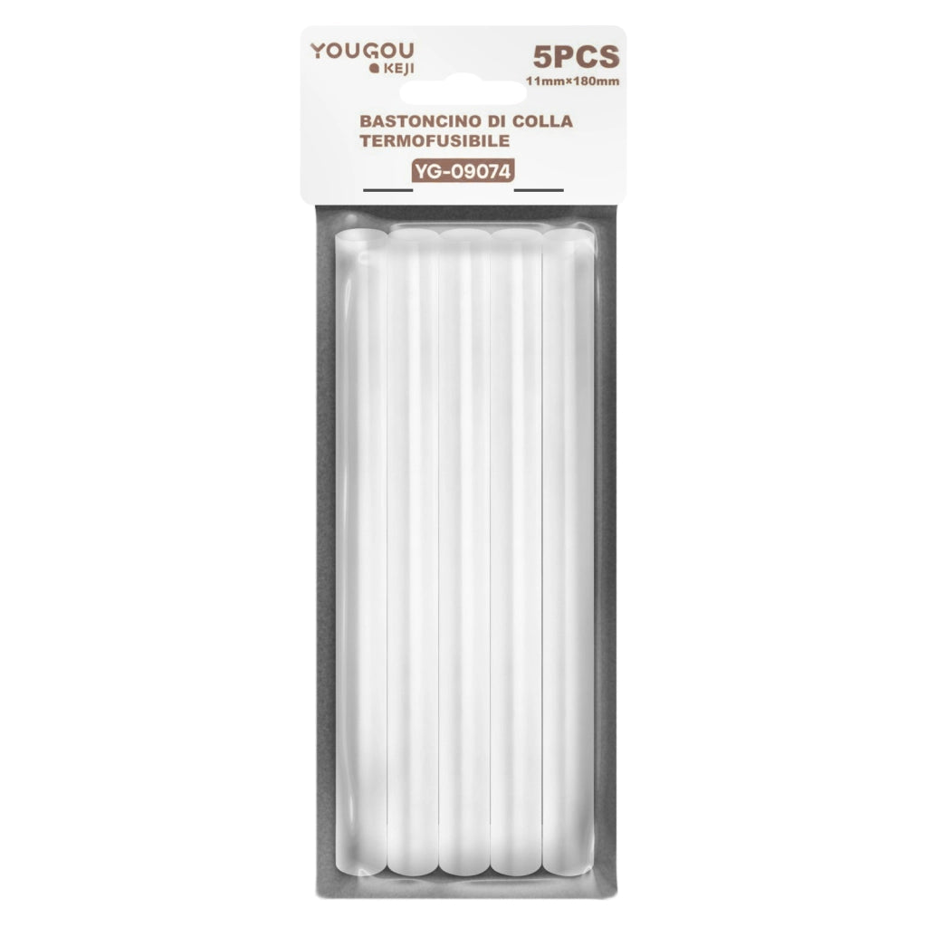Confezione da 5 Stick di Colla a Caldo 11 x 180 mm Formato Stick Bianco Avizar