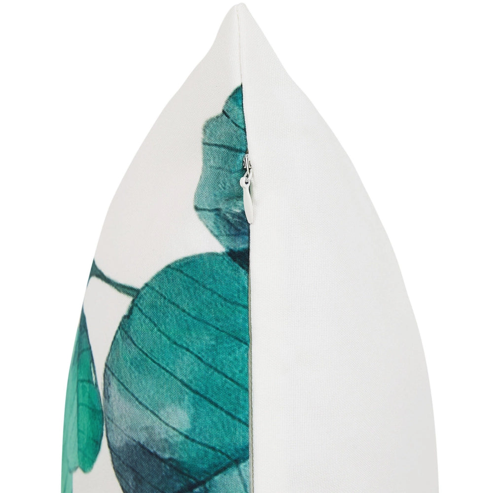 Set di 2 cuscini da esterno poliestere verde acqua blu e bianco quadrato 45 cm motivo foglia Multicolore