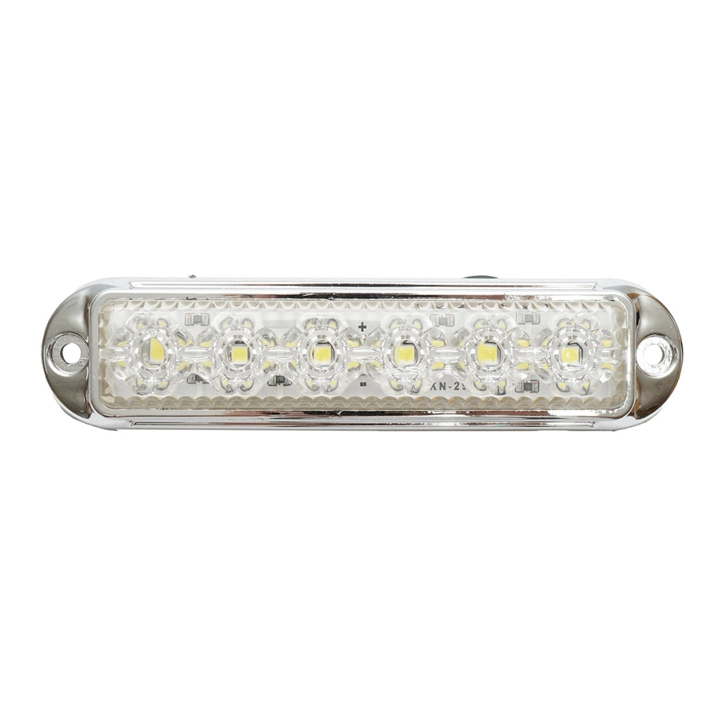 Lampada laterale LED, 12V-24V, bianca, 155x37 mm, con cornice cromata, Breckner Germany