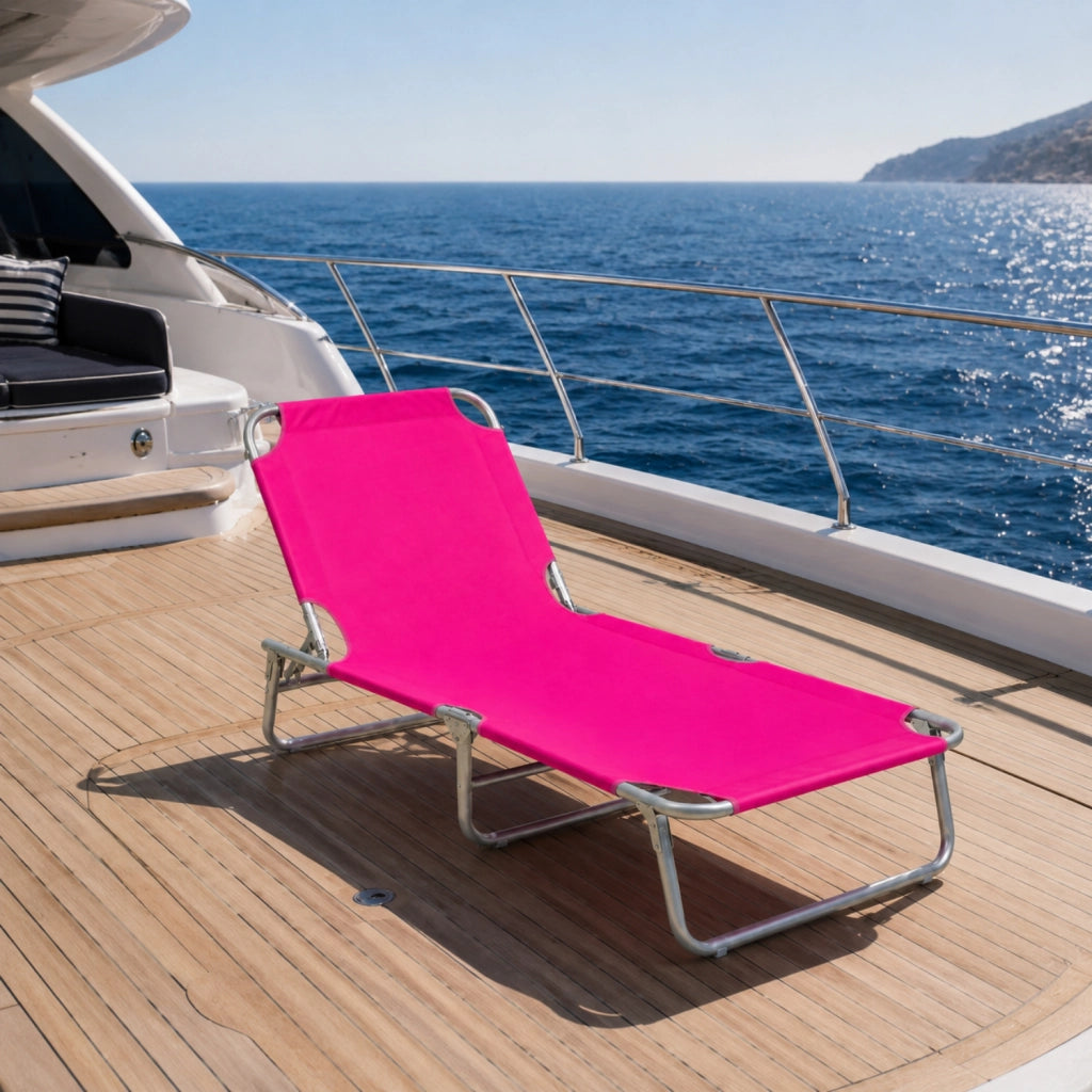 Sedia Sdraio Lettino Prendisole Pieghevole Con Tettuccio Regolabile Parasole Schienale Reclinabile Struttura In Metallo Per Spiaggia Mare Giardino Piscina 187 X 53 X 24 Cm Rosa