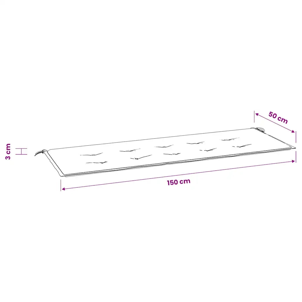 Cuscino per Panca Blu Reale 150x50x3 cm in Tessuto Oxford 314087
