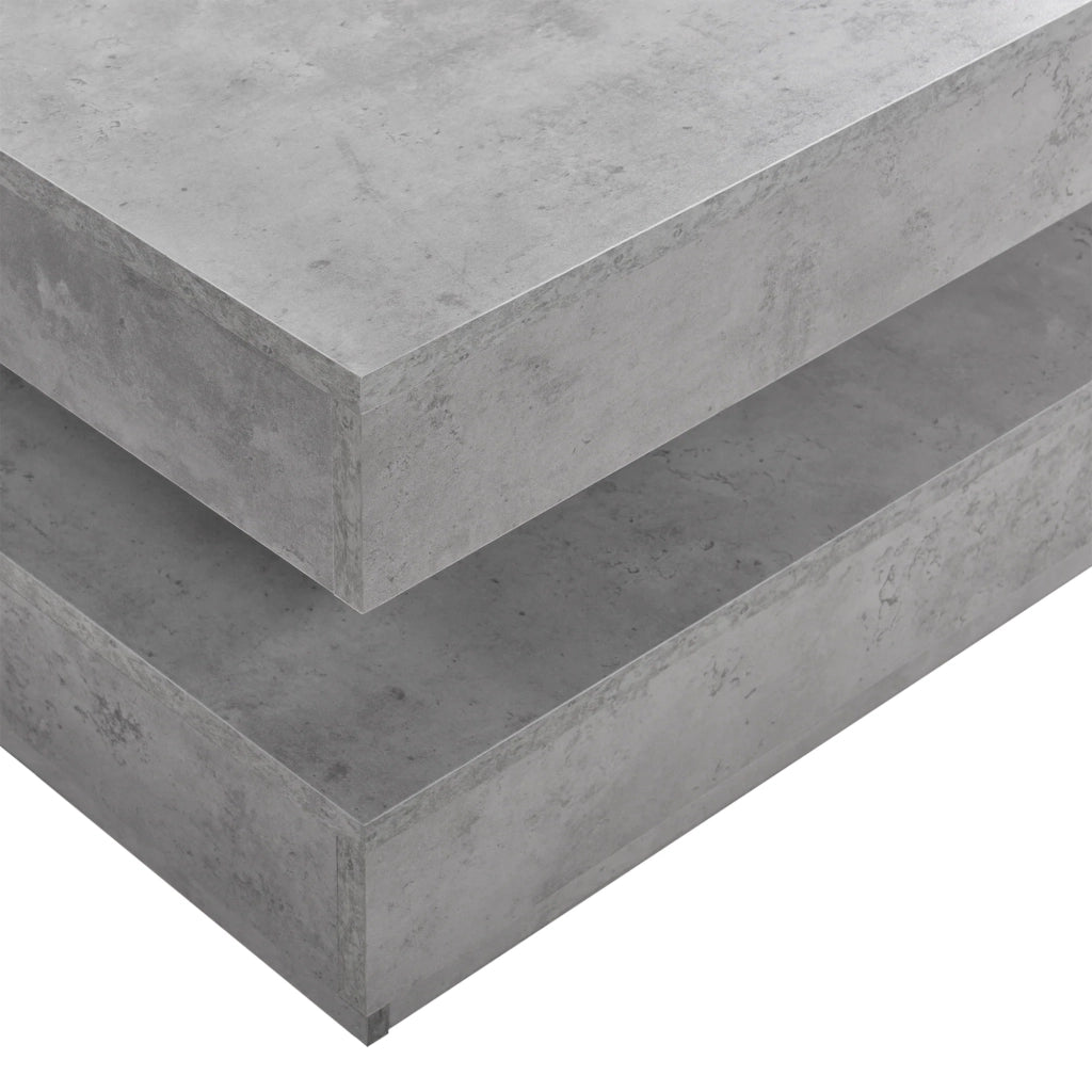 Tavolino con piano girevole 76 x 76 cm legno cemento grigio 03_0004128