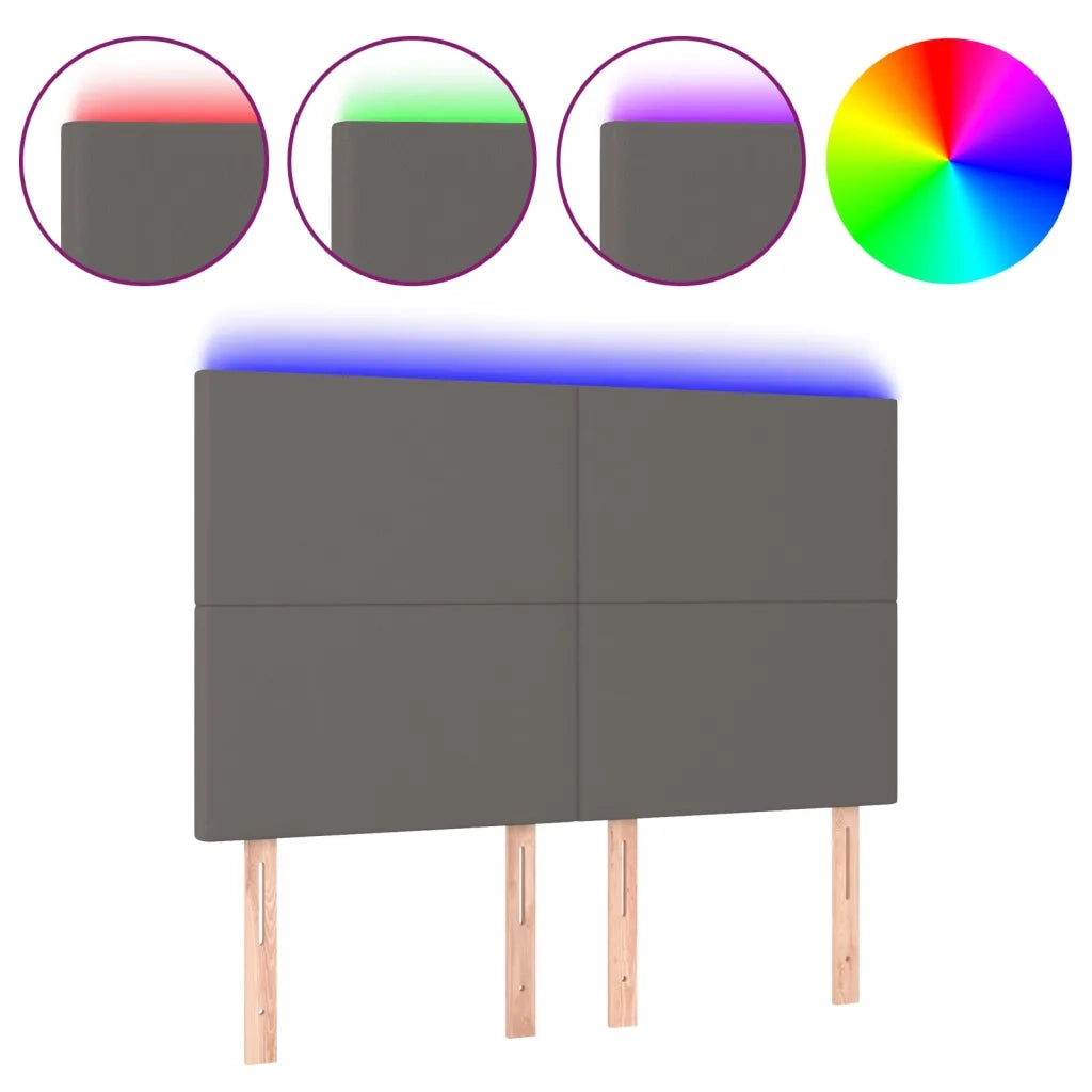 Testiera a LED Grigio 144x5x118/128 cm in Similpelle 3122238