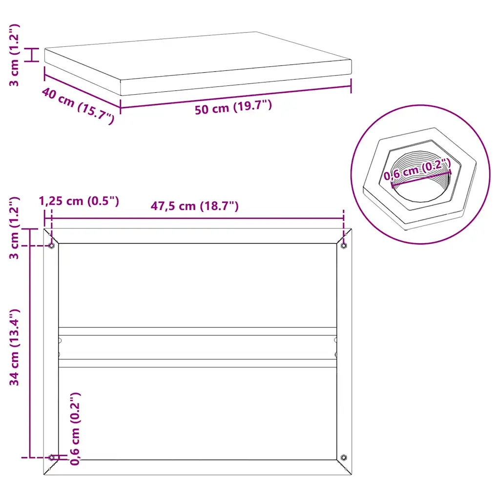 Mensole a Muro 2 pz 50x40 cm Argento in Acciaio Inossidabile 30284
