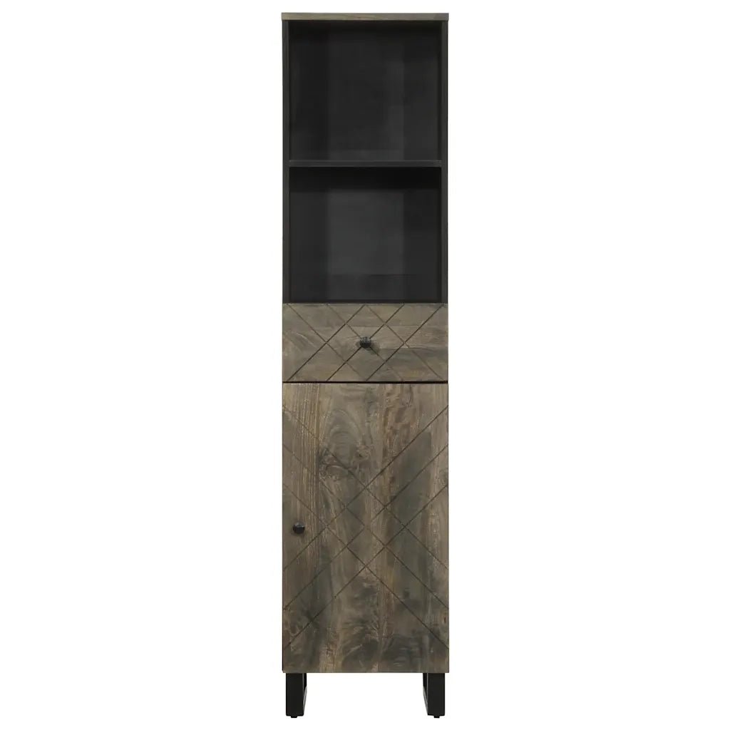vidaXL Mobile da Bagno Nero 38x33x160 cm in Legno Massello di Mango