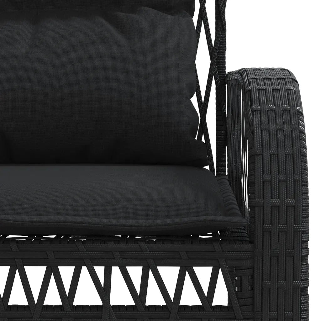 Set Divani da Giardino 4 pz | Set Salotto da Giardino con Cuscini Nero in Polyrattan
