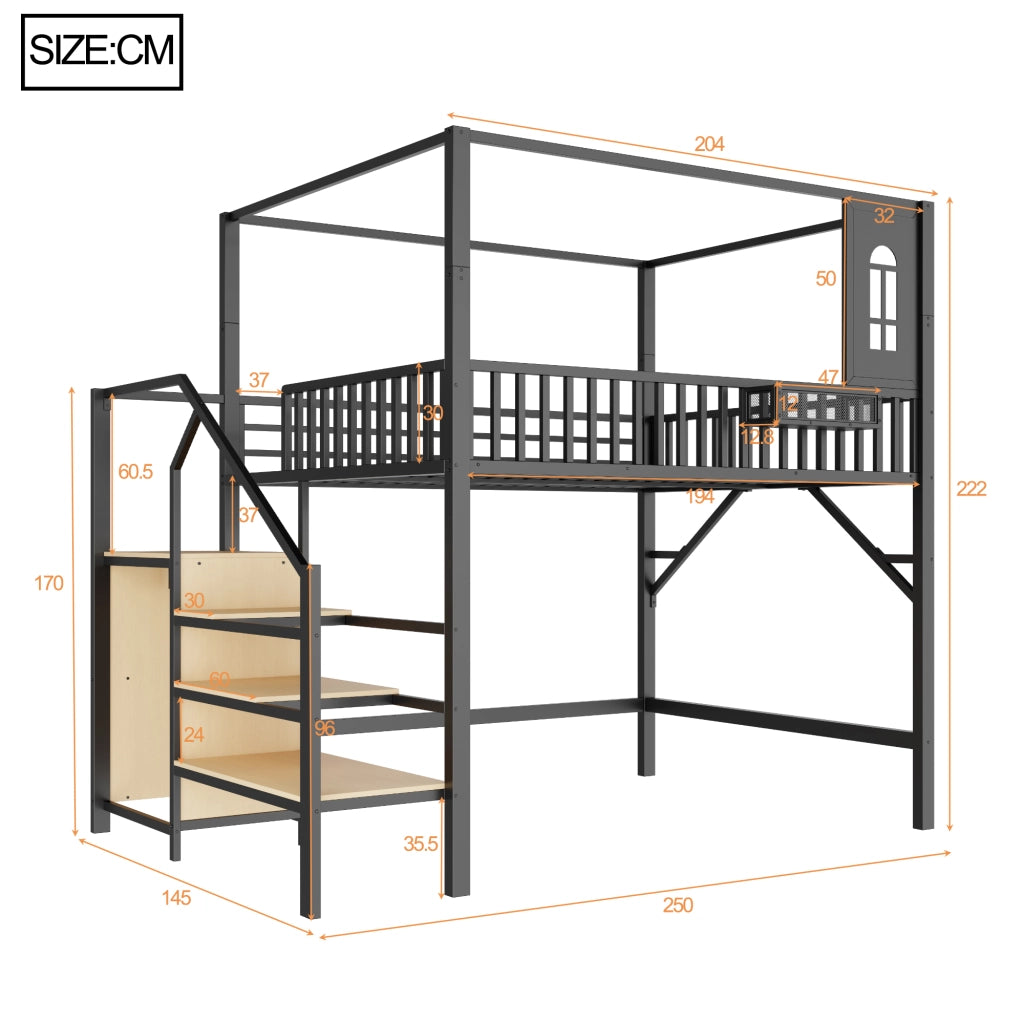 Letto a soppalco in metallo ¨C Minimal ¨C 140x200 cm