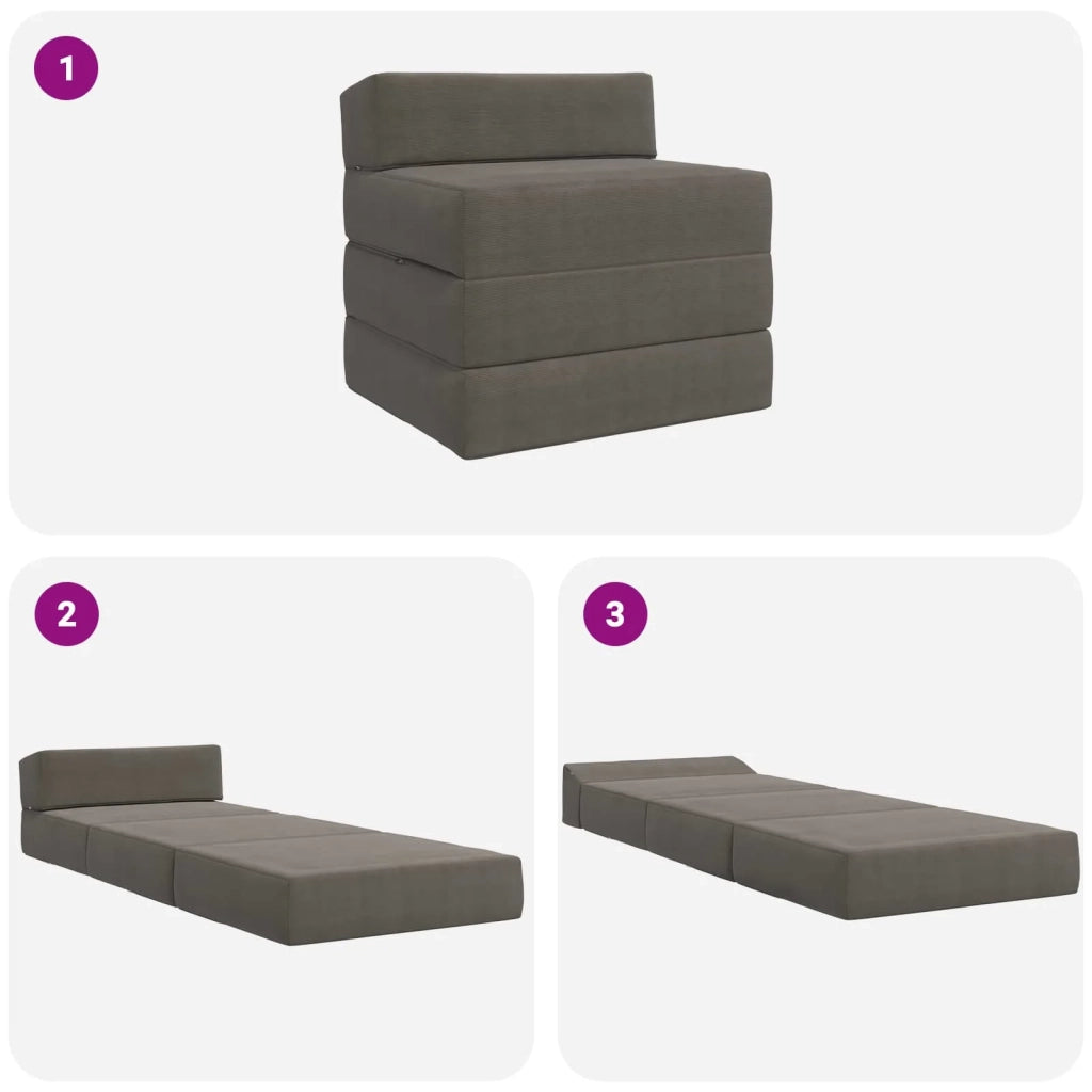 Divano Letto Pieghevole Grigio Chiaro 200 x 70 x 15 cm
