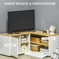 Mobile TV a L per TV da 40" con 3 Ripiani Aperti e 2 Armadietti, in Truciolato, 90x90x45 cm
