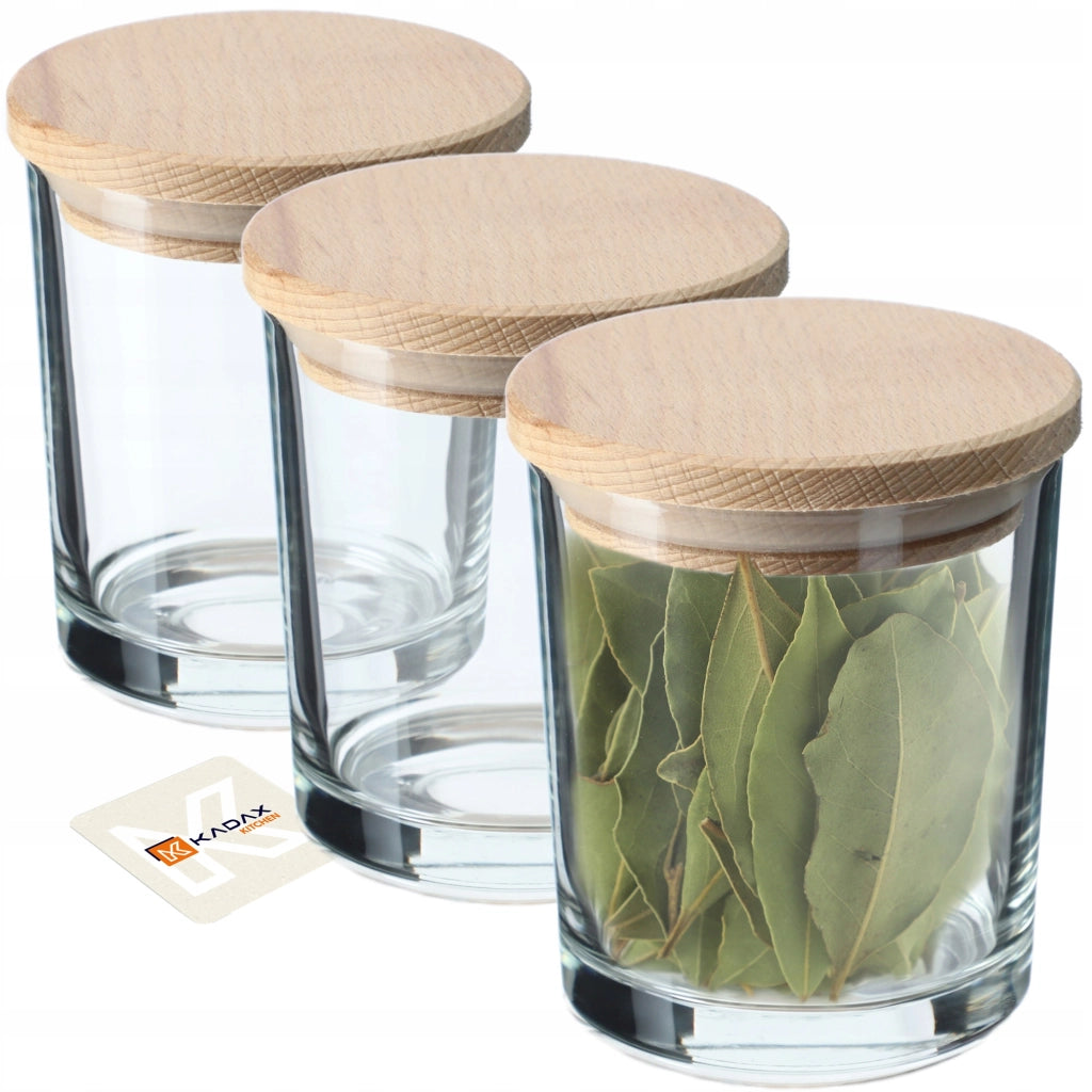 KADAX Contenitori per alimenti in vetro da 245 ml, organizer per spezie, confezione da 3 pezzi