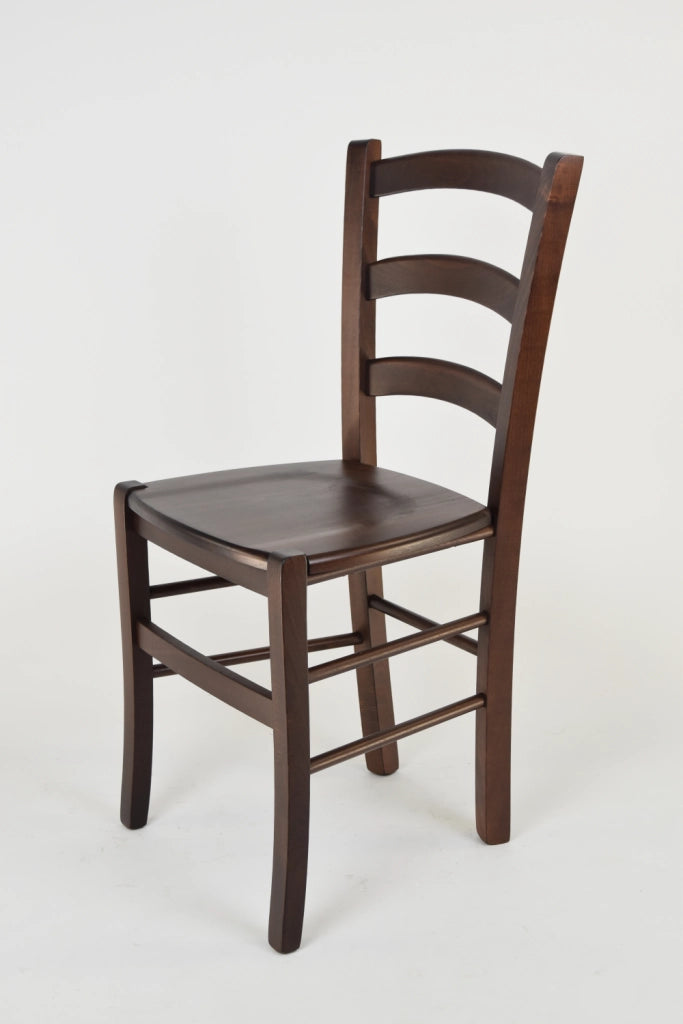 Set 2 Sedie Venice Tommychairs, robusta struttura in legno di faggio verniciata in noce e seduta in legno