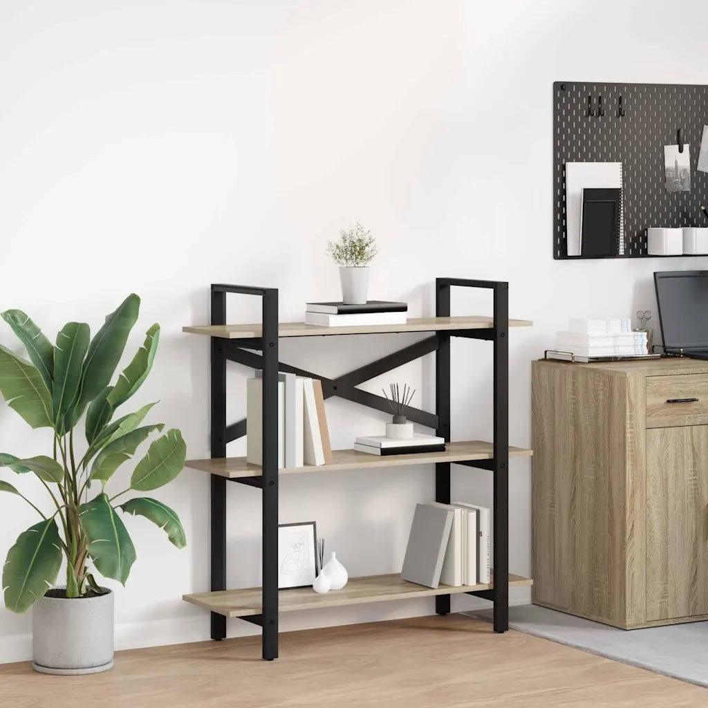 Libreria-Scaffale per Libri-Mobile di Stoccaggio Rovere Sonoma 100 x 33,5 x 102 cm Legno multistrato