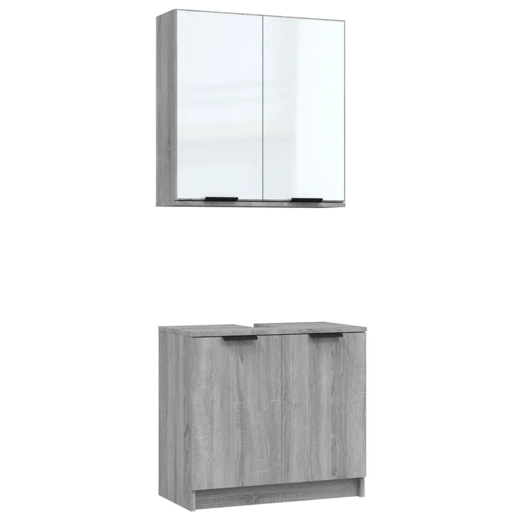 Set di Mobili da Bagno 2 pz Grigio Sonoma in Legno Multistrato cod mxl 12641