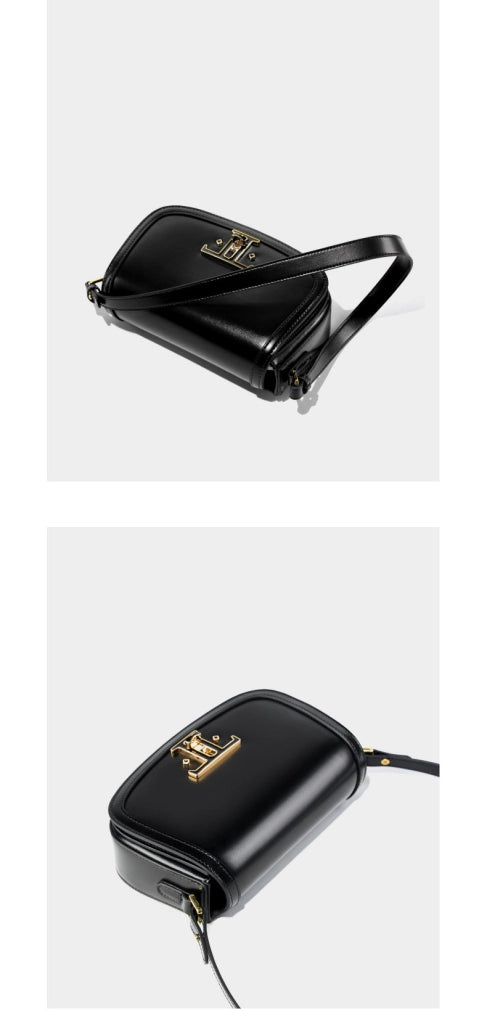 Borsa a tracolla da donna in vera pelle nera