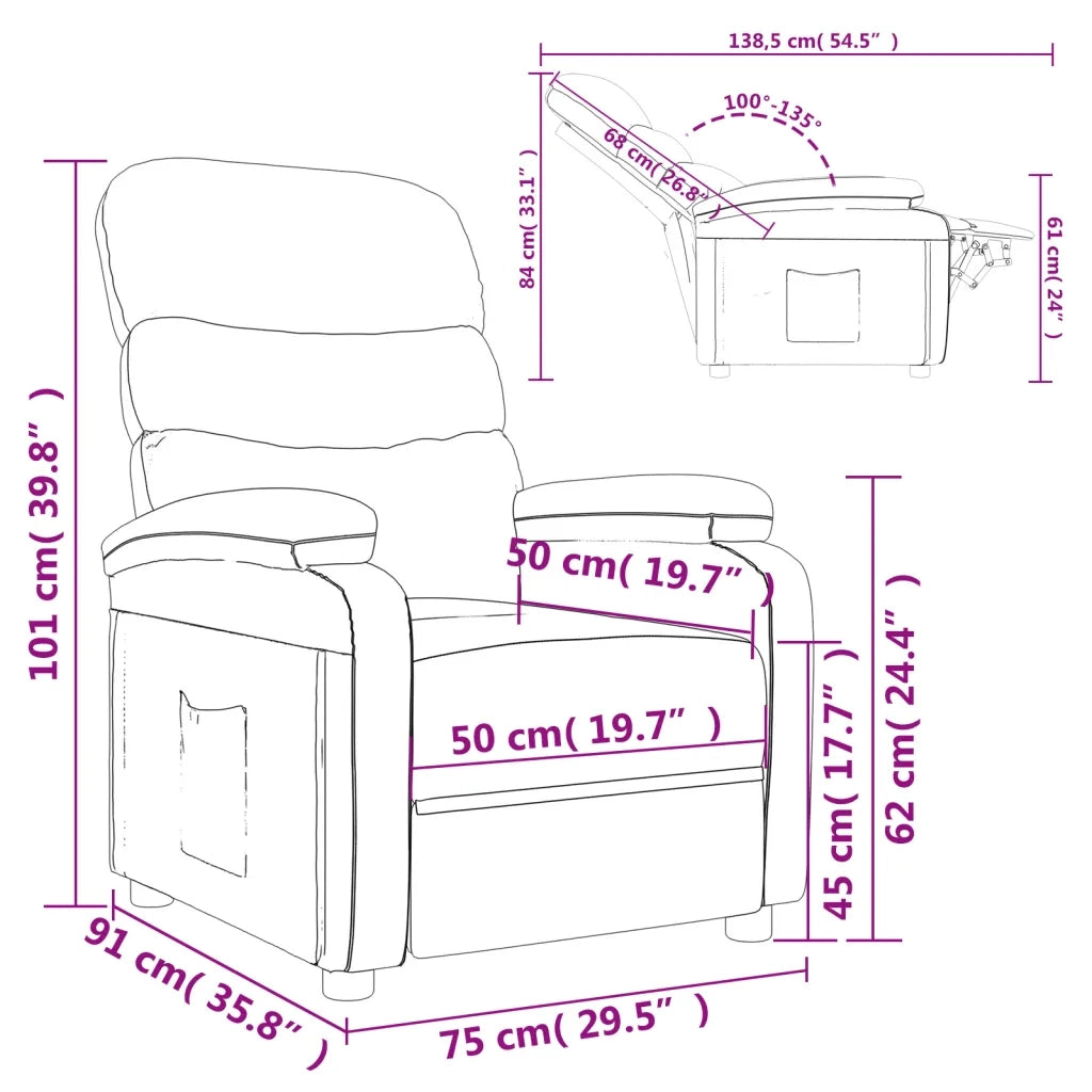 Poltrona Reclinabile in Tessuto Nero 344892