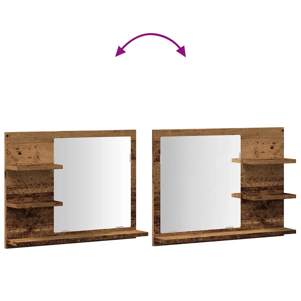 Armadietto a Specchio da Bagno Legno Vecchio 60x10,5x45 cm 856255