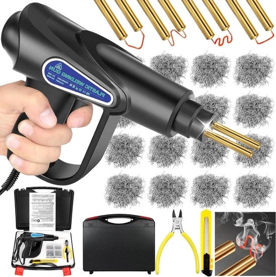 Apparecchio per saldatura plastica 80W - 6 tipi 900 punti - macchina per saldatura plastica per riparazione parti plastiche rotte - nero.