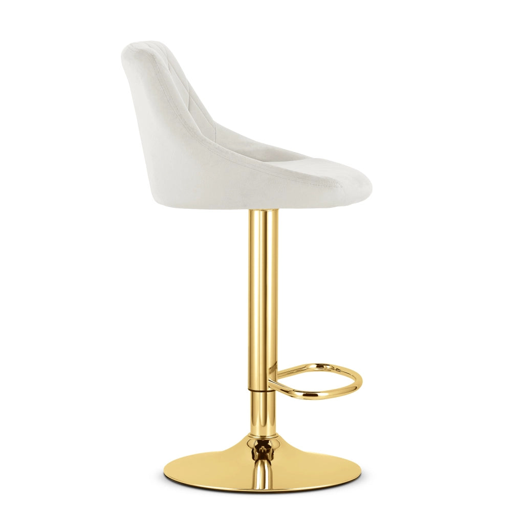 Sgabello girevole VALORA DAKA - Velluto beige con base dorata x 2