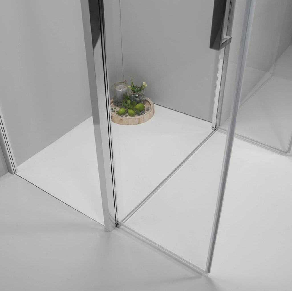 Box Doccia Angolare 80x80 Cm Apertura Saloon con Lato Fisso Trasparente