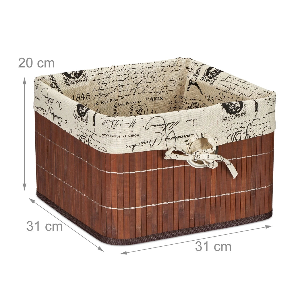 Cesto portaoggetti versatile ed elegante per soggiorno camera da letto bagno 20 x 31 x 31 cm in bambù marrone 13_0012220