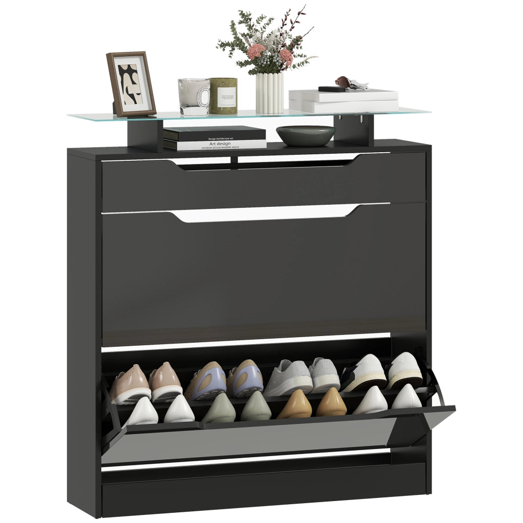 Armadio Scarpe con Cassetti e Ripiano ¨C zephmum ¨C Nero 89x23x96