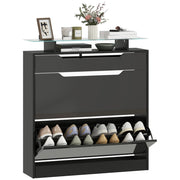 Armadio Scarpe con Cassetti e Ripiano ¨C zephmum ¨C Nero 89x23x96