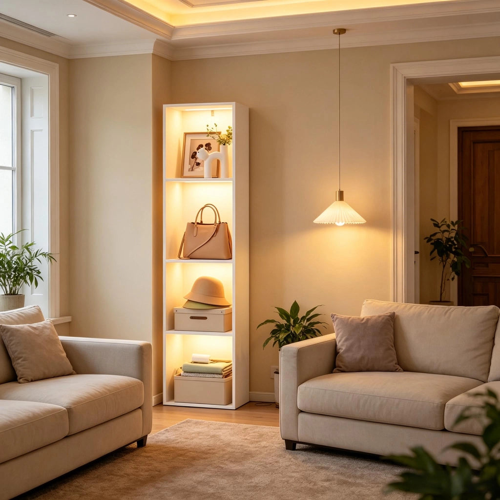 LIBRERIA verticale a 4 ripiani con illuminazione RGB 40x29x170 cm bianco