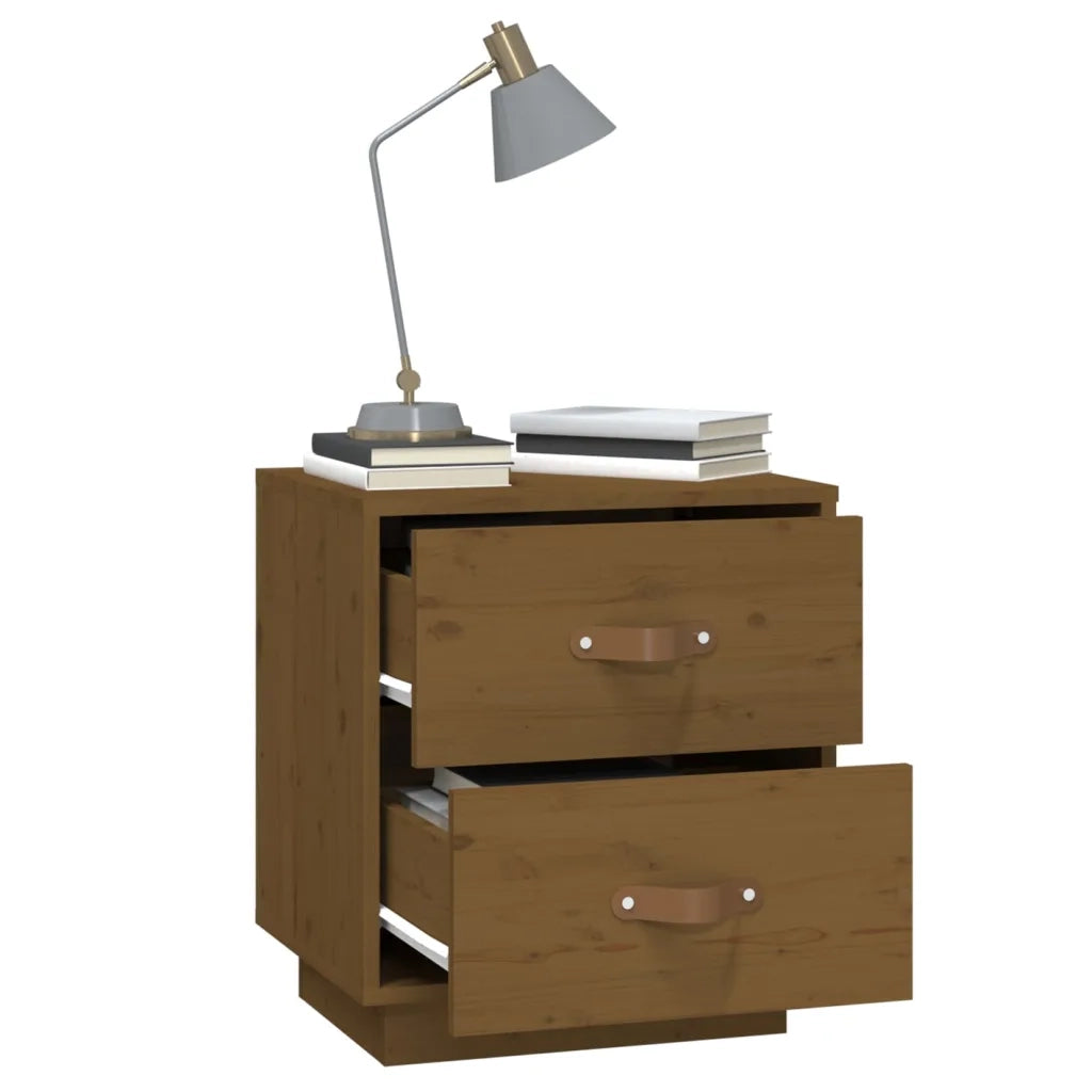 Comodini 2 pz Ambrati 40x34x45 cm in Legno Massello di Pino 818332