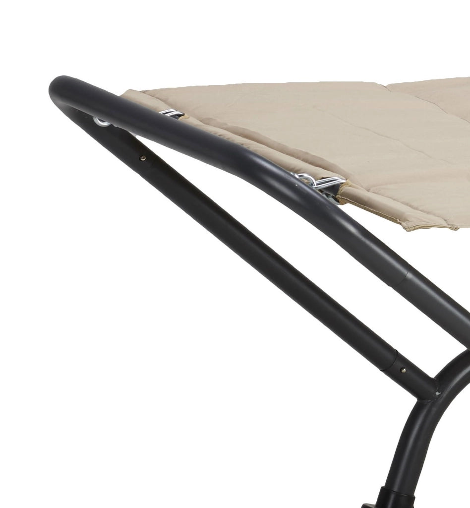 Amaca con supporto in acciaio antracite 98x230cm, telo beige, cuscino, porta riviste Fredi