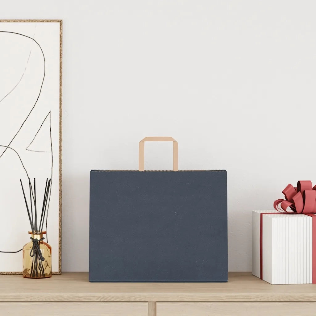 Sacchetti di Carta 250 pz con Manici Blu 32x22x24 cm