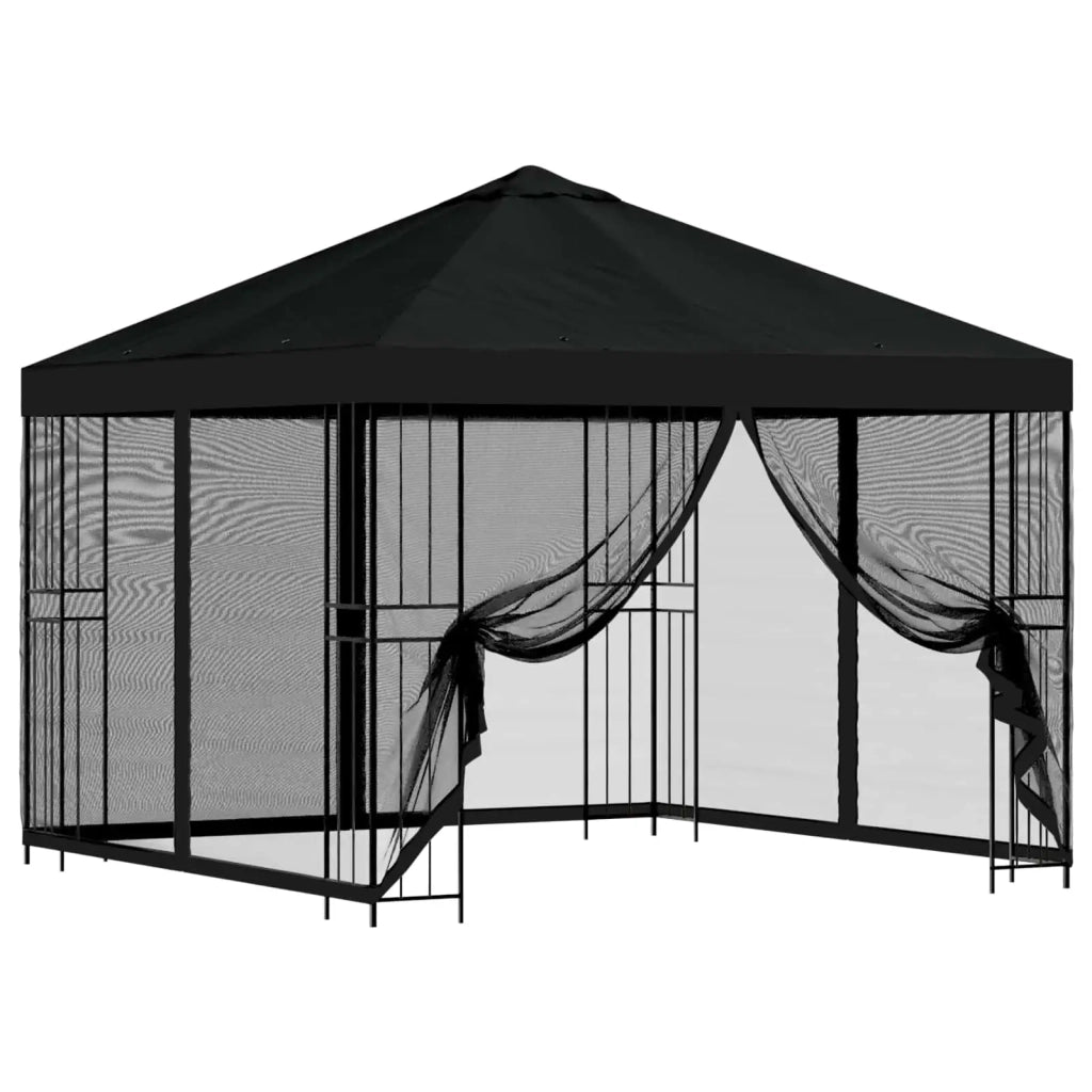 Gazebo da giardino con pareti laterali 3 x 3 m Nero