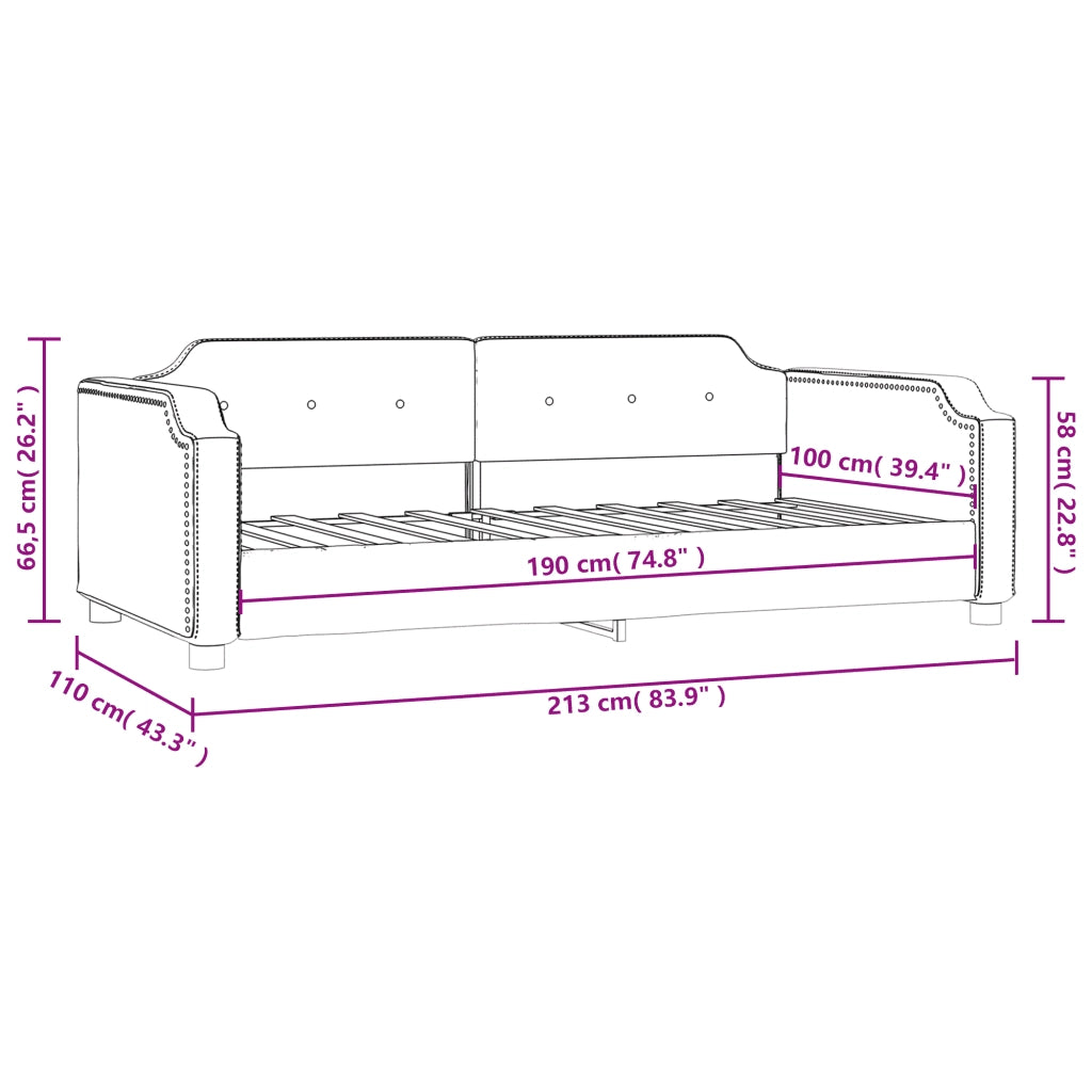 Letto da Giorno Grigio Scuro 100x190 cm in Tessuto