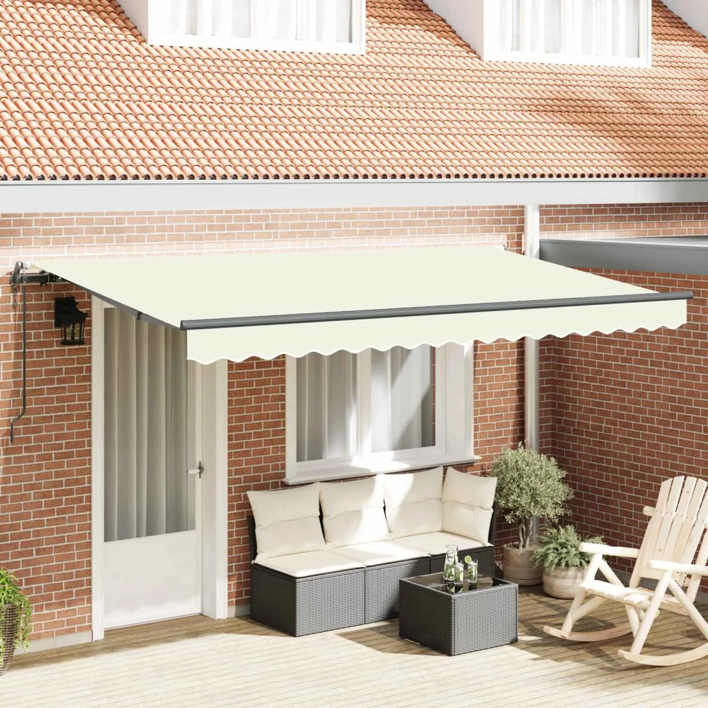 Tenda retrattile-Tenda parasole per balcone Crema 350 x 200 cm Tessuto 902466