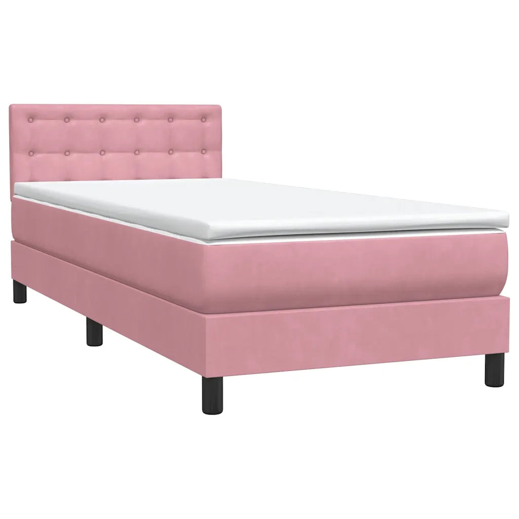 Letto a Molle con Materasso e LED Rosa 80x220 cm Velluto 3317294